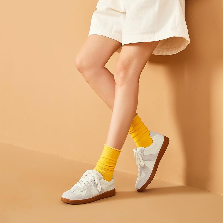 Beau Todayクリーム色 レ―ザ―サンダル Amazon.com | BEAU TODAY Retro Trainer Platform Sneakers for